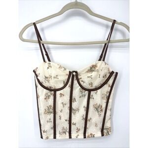 Pretty Garbage Floral Lace Corset Bustier Small Peasant Festival Coquette